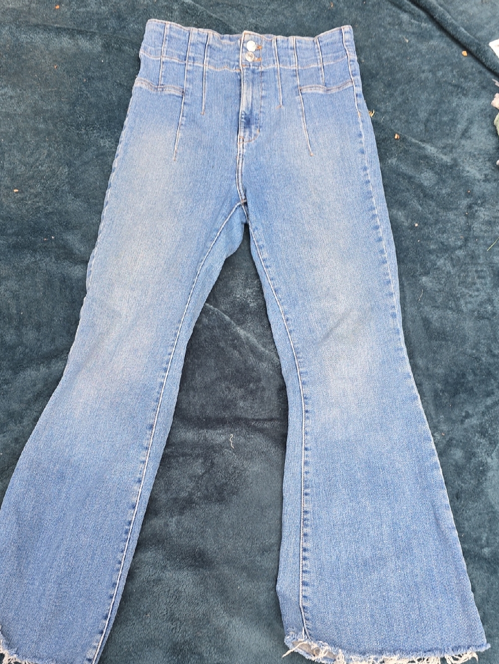 Free PEOPLE Classic Light Blue High-Waist Flare Jeans for Women